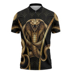Egypt Uraeus Zipper Polo Shirt Gold Cobra Luxury Style