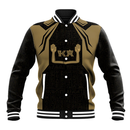 Custom Egypt KA Baseball Jacket Gold Symbol Hieroglyphic Texture