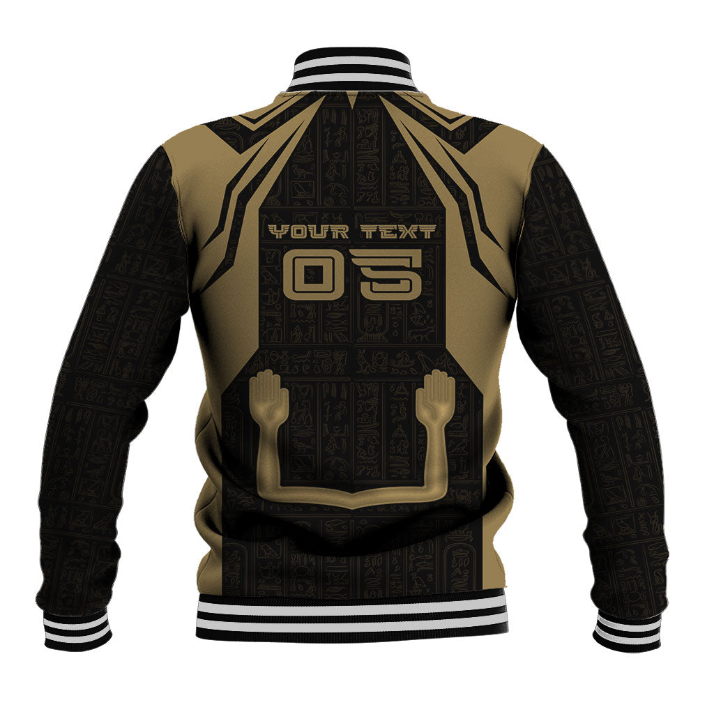 Custom Egypt KA Baseball Jacket Gold Symbol Hieroglyphic Texture