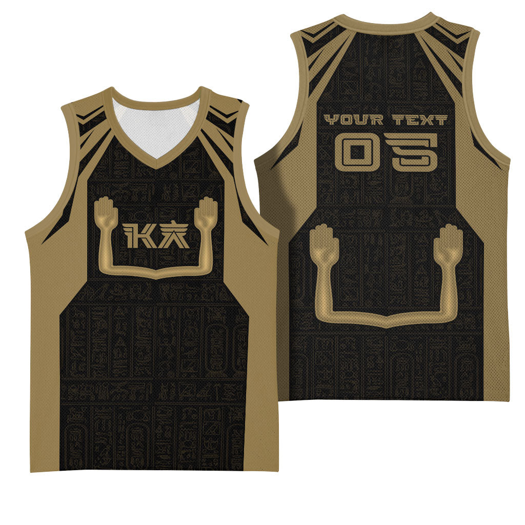 Custom Egypt KA Basketball Jersey Gold Symbol Hieroglyphic Texture