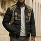 Custom Egypt KA Bomber Puffer Jacket Gold Symbol Hieroglyphic Texture