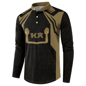 Custom Egypt KA Button Sweatshirt Gold Symbol Hieroglyphic Texture