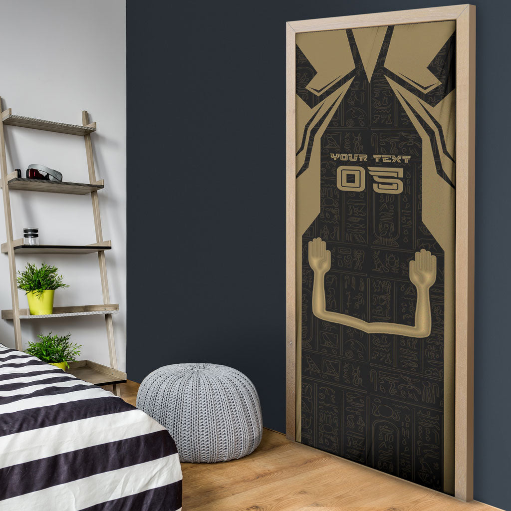 Custom Egypt KA Door Cover Gold Symbol Hieroglyphic Texture