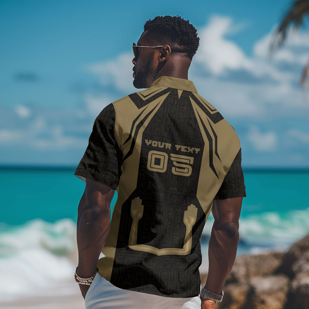 Custom Egypt KA Hawaiian Shirt Gold Symbol Hieroglyphic Texture