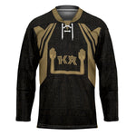 Custom Egypt KA Hockey Jersey Gold Symbol Hieroglyphic Texture