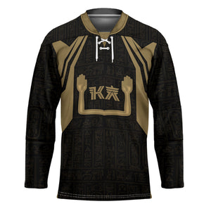 Custom Egypt KA Hockey Jersey Gold Symbol Hieroglyphic Texture