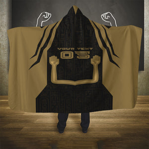 Custom Egypt KA Hooded Blanket Gold Symbol Hieroglyphic Texture