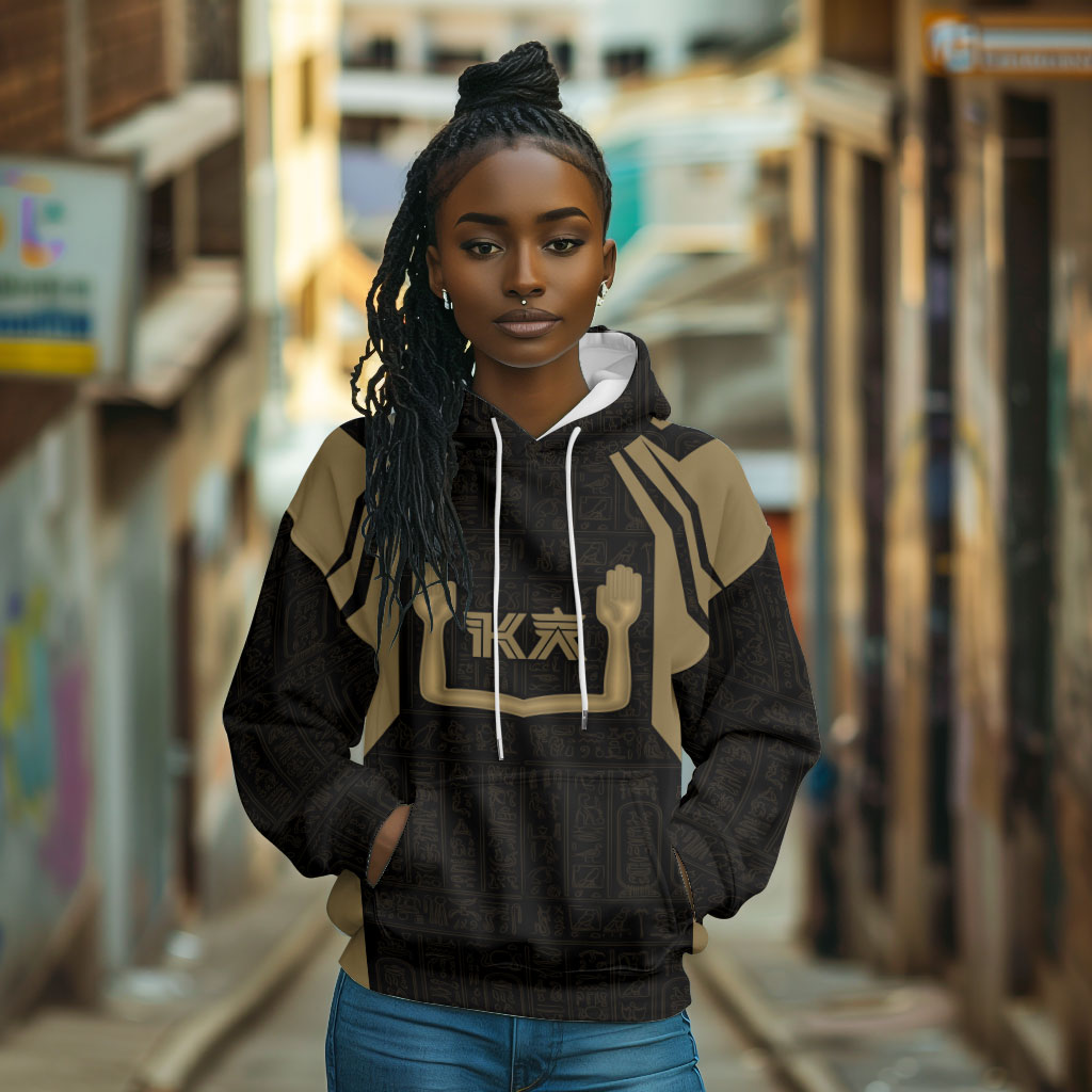 Custom Egypt KA Hoodie Gold Symbol Hieroglyphic Texture