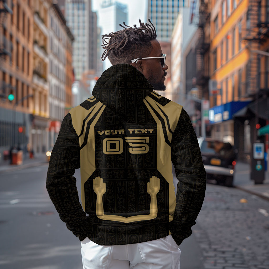 Custom Egypt KA Hoodie Gold Symbol Hieroglyphic Texture