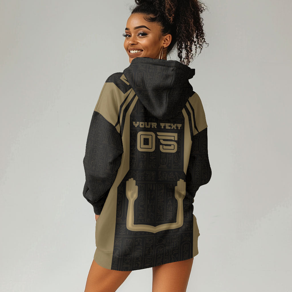 Custom Egypt KA Hoodie Dress Gold Symbol Hieroglyphic Texture