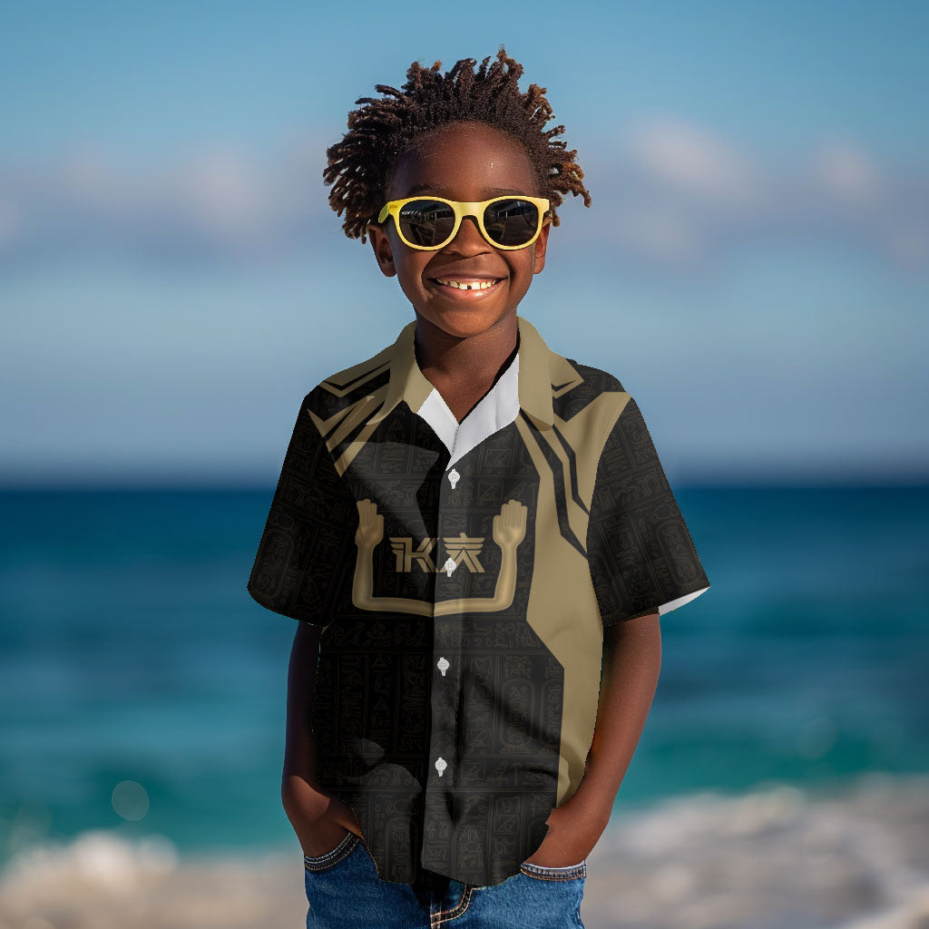 Custom Egypt KA Kid Hawaiian Shirt Gold Symbol Hieroglyphic Texture