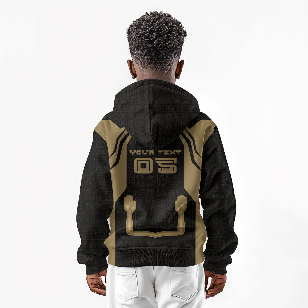 Custom Egypt KA Kid Hoodie Gold Symbol Hieroglyphic Texture