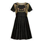 Custom Egypt KA Kid Short Sleeve Dress Gold Symbol Hieroglyphic Texture