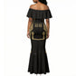Custom Egypt KA Mermaid Dress Gold Symbol Hieroglyphic Texture