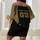 Custom Egypt KA Off Shoulder Short Dress Gold Symbol Hieroglyphic Texture