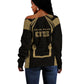Custom Egypt KA Off Shoulder Sweater Gold Symbol Hieroglyphic Texture