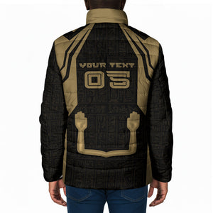 Custom Egypt KA Padded Jacket Gold Symbol Hieroglyphic Texture
