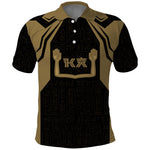 Custom Egypt KA Polo Shirt Gold Symbol Hieroglyphic Texture