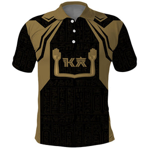 Custom Egypt KA Polo Shirt Gold Symbol Hieroglyphic Texture