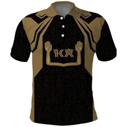 Custom Egypt KA Polo Shirt Gold Symbol Hieroglyphic Texture