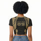 Custom Egypt KA Raglan Cropped T shirt Gold Symbol Hieroglyphic Texture