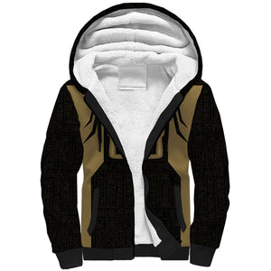 Custom Egypt KA Sherpa Hoodie Gold Symbol Hieroglyphic Texture