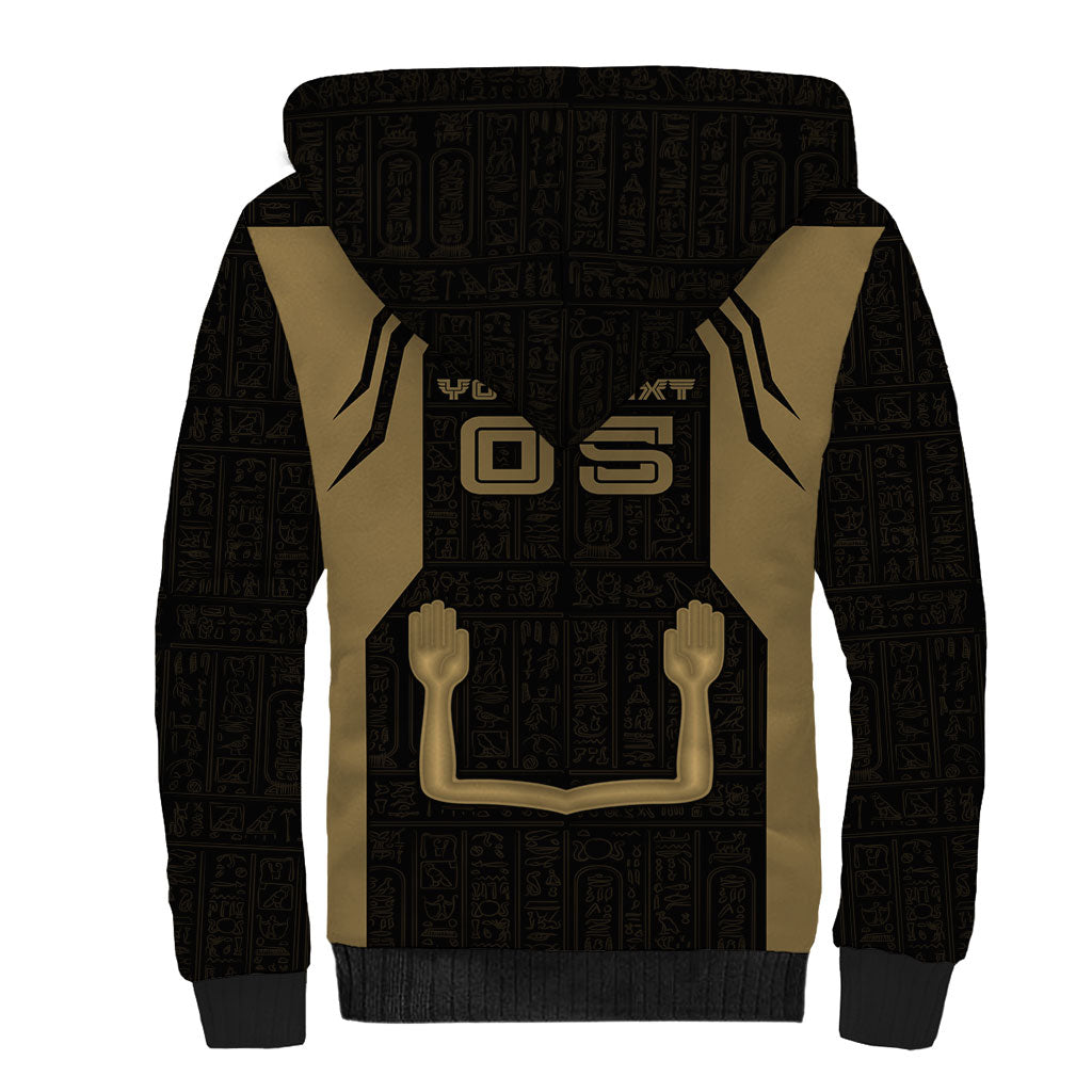 Custom Egypt KA Sherpa Hoodie Gold Symbol Hieroglyphic Texture