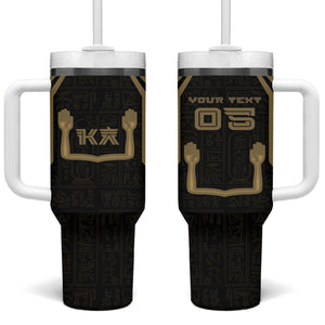 Custom Egypt KA Tumbler With Handle Gold Symbol Hieroglyphic Texture