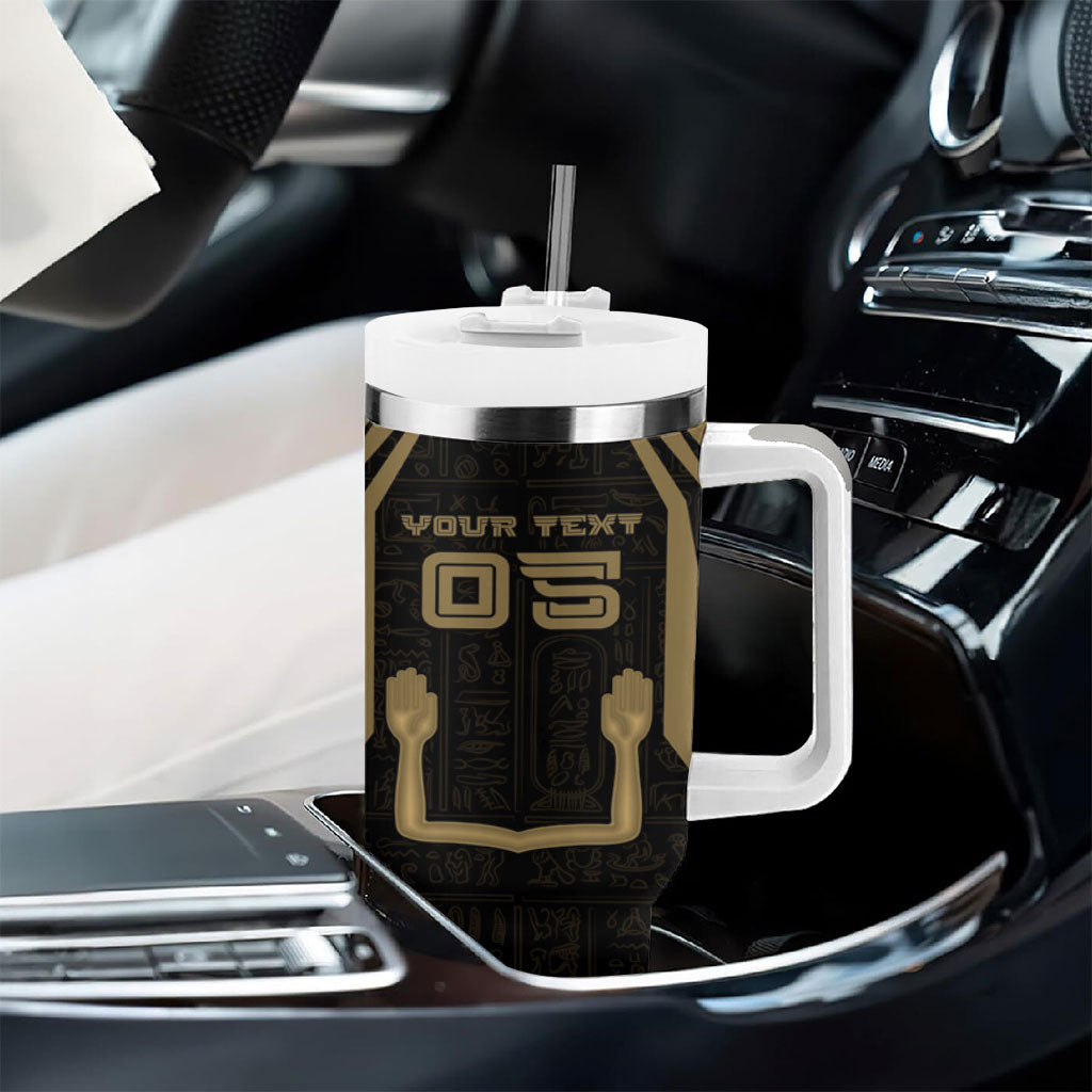 Custom Egypt KA Tumbler With Handle Gold Symbol Hieroglyphic Texture