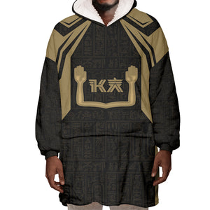 Custom Egypt KA Wearable Blanket Hoodie Gold Symbol Hieroglyphic Texture