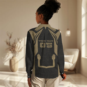 Custom Egypt KA Women Casual Shirt Gold Symbol Hieroglyphic Texture