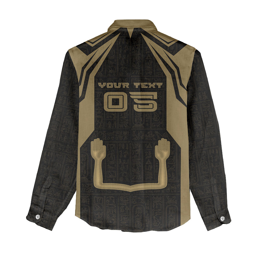 Custom Egypt KA Women Casual Shirt Gold Symbol Hieroglyphic Texture