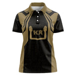 Custom Egypt KA Women Polo Shirt Gold Symbol Hieroglyphic Texture