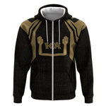 Custom Egypt KA Zip Hoodie Gold Symbol Hieroglyphic Texture