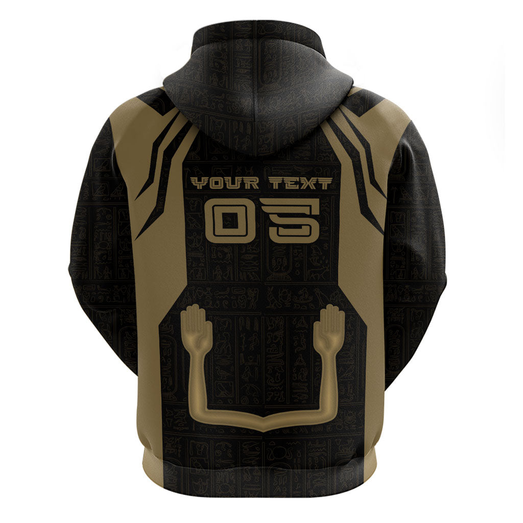 Custom Egypt KA Zip Hoodie Gold Symbol Hieroglyphic Texture