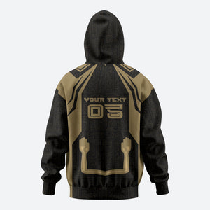 Custom Egypt KA Zip Hoodie Gold Symbol Hieroglyphic Texture