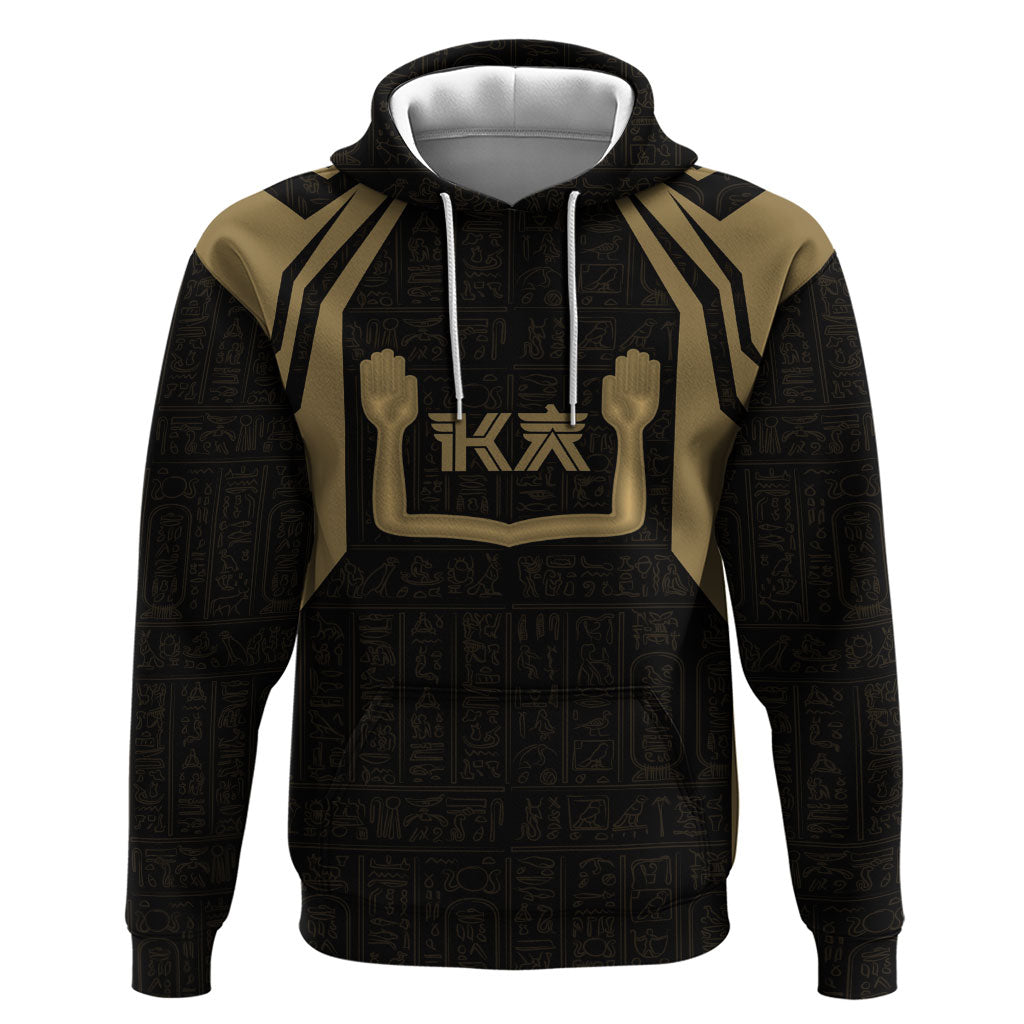 Custom Egypt KA Zip Hoodie Gold Symbol Hieroglyphic Texture