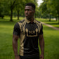 Custom Egypt KA Zipper Polo Shirt Gold Symbol Hieroglyphic Texture