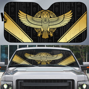 Egypt BA Auto Sun Shade Winged Pharaoh Hieroglyphic Patterns