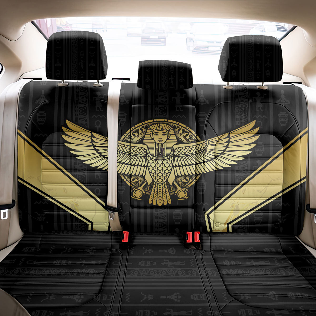 Egypt BA Back Car Seat Cover Winged Pharaoh Hieroglyphic Patterns