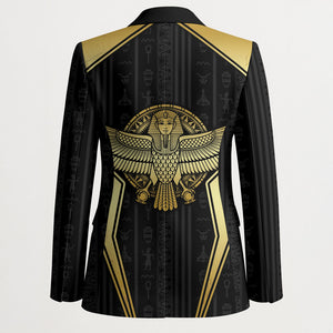 Egypt BA Blazer Winged Pharaoh Hieroglyphic Patterns