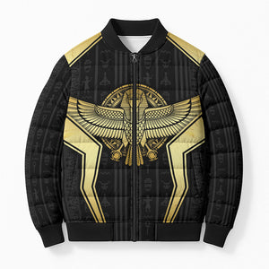 Egypt BA Bomber Puffer Jacket Winged Pharaoh Hieroglyphic Patterns