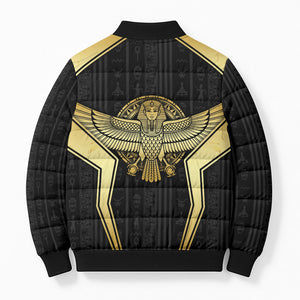 Egypt BA Bomber Puffer Jacket Winged Pharaoh Hieroglyphic Patterns
