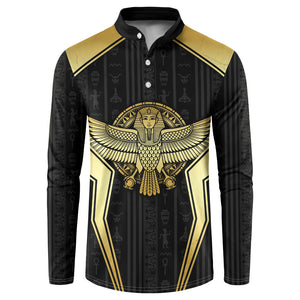 Egypt BA Button Sweatshirt Winged Pharaoh Hieroglyphic Patterns