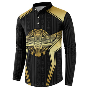 Egypt BA Button Sweatshirt Winged Pharaoh Hieroglyphic Patterns
