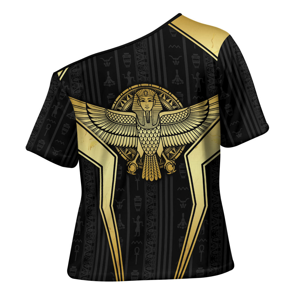 Egypt BA Cross Shoulder Shirt Winged Pharaoh Hieroglyphic Patterns