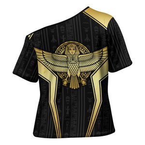 Egypt BA Cross Shoulder Shirt Winged Pharaoh Hieroglyphic Patterns