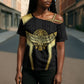 Egypt BA Cross Shoulder Shirt Winged Pharaoh Hieroglyphic Patterns
