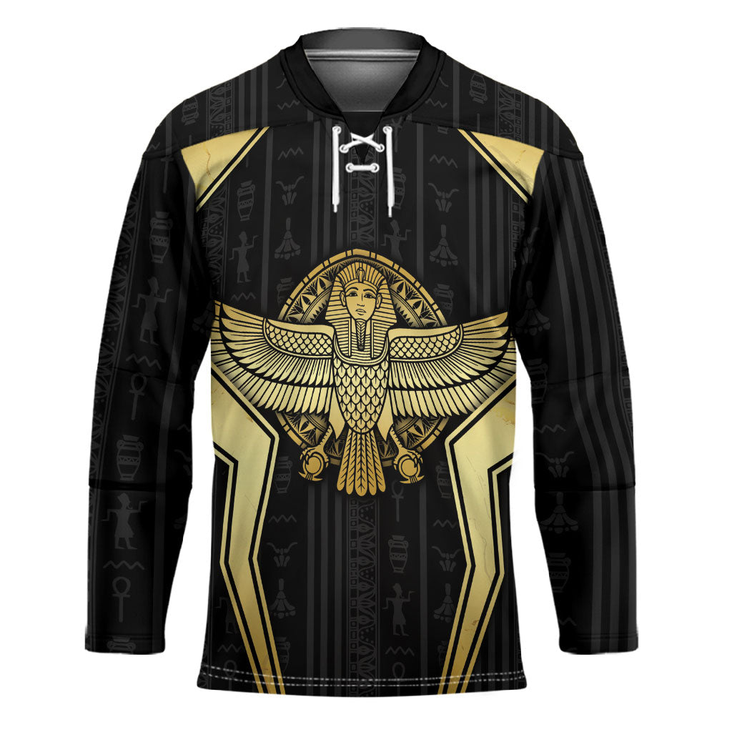 Egypt BA Hockey Jersey Winged Pharaoh Hieroglyphic Patterns