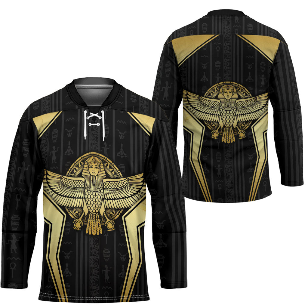 Egypt BA Hockey Jersey Winged Pharaoh Hieroglyphic Patterns